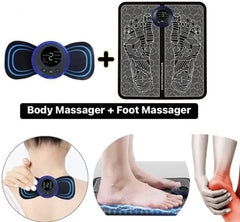 ZOOMO 2 IN 1 SET (Foot Massager + BODY Massager) Circulation Foot Massager Mini EMS Muscle Stimulator, Neck Massager, Current Pulse Massager Effective for Back Waist Pain (FOOT + BODY MASSAGER)