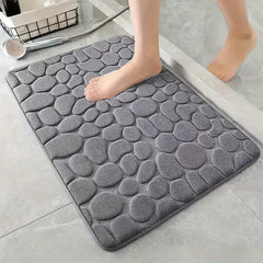 Soft And Comfortable Memory Foam Bath Rug With Cobblestone Embossment